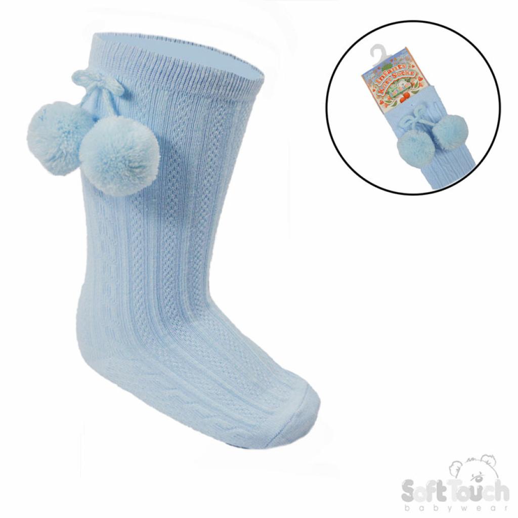 Baby Boys or girls knee high pom pom socks various colours to choose from