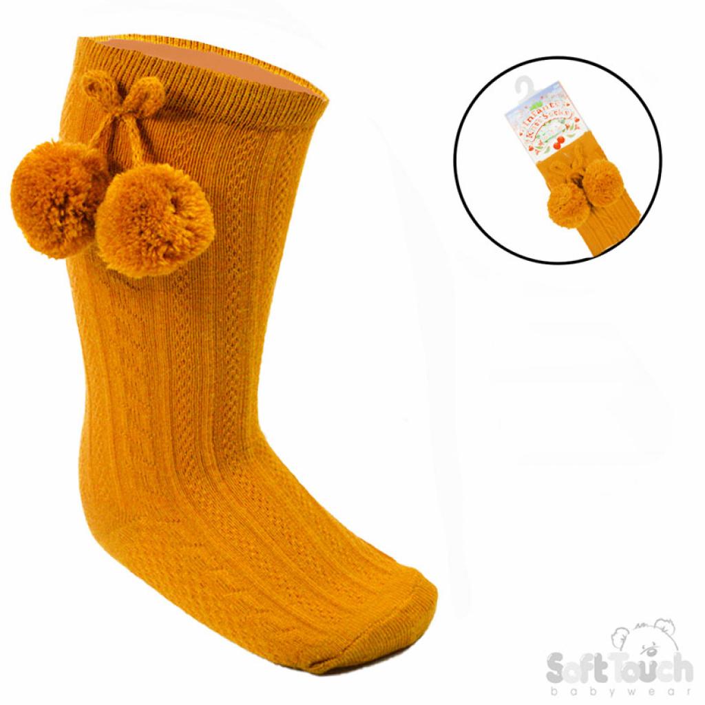 Baby Boys or girls knee high pom pom socks various colours to choose from