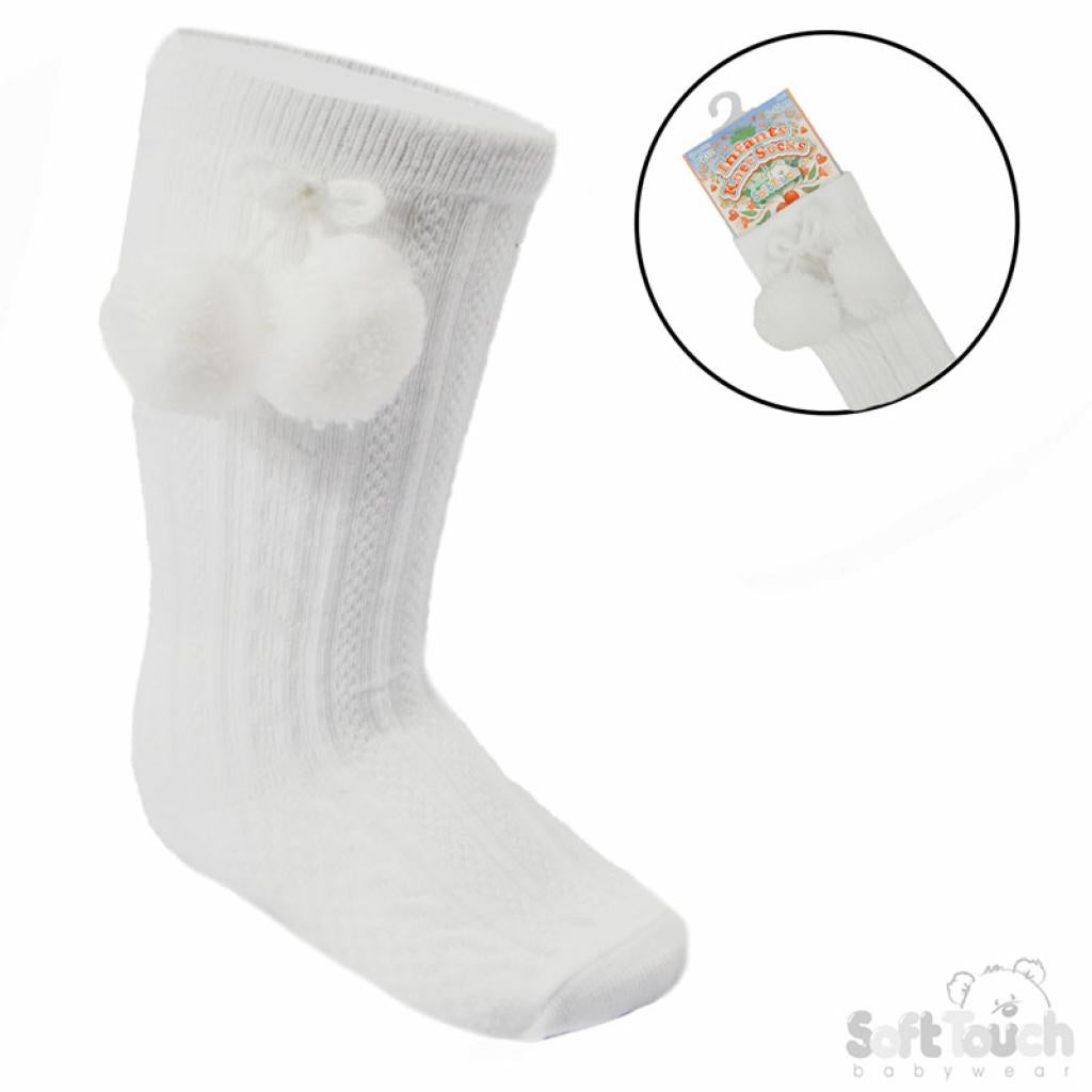 Baby Boys or girls knee high pom pom socks various colours to choose from