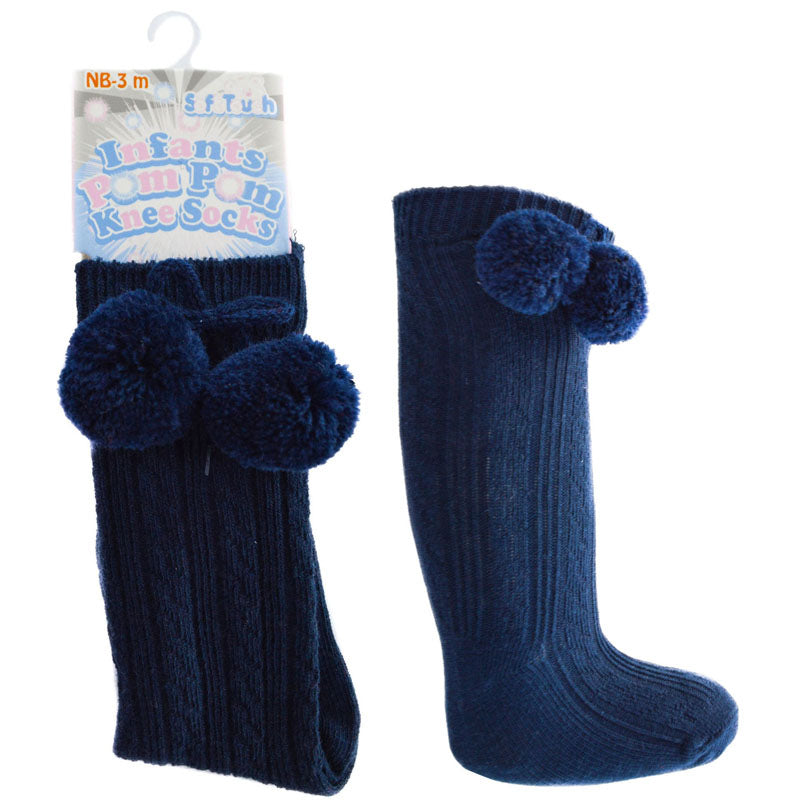 Baby Boys or girls knee high pom pom socks various colours to choose from
