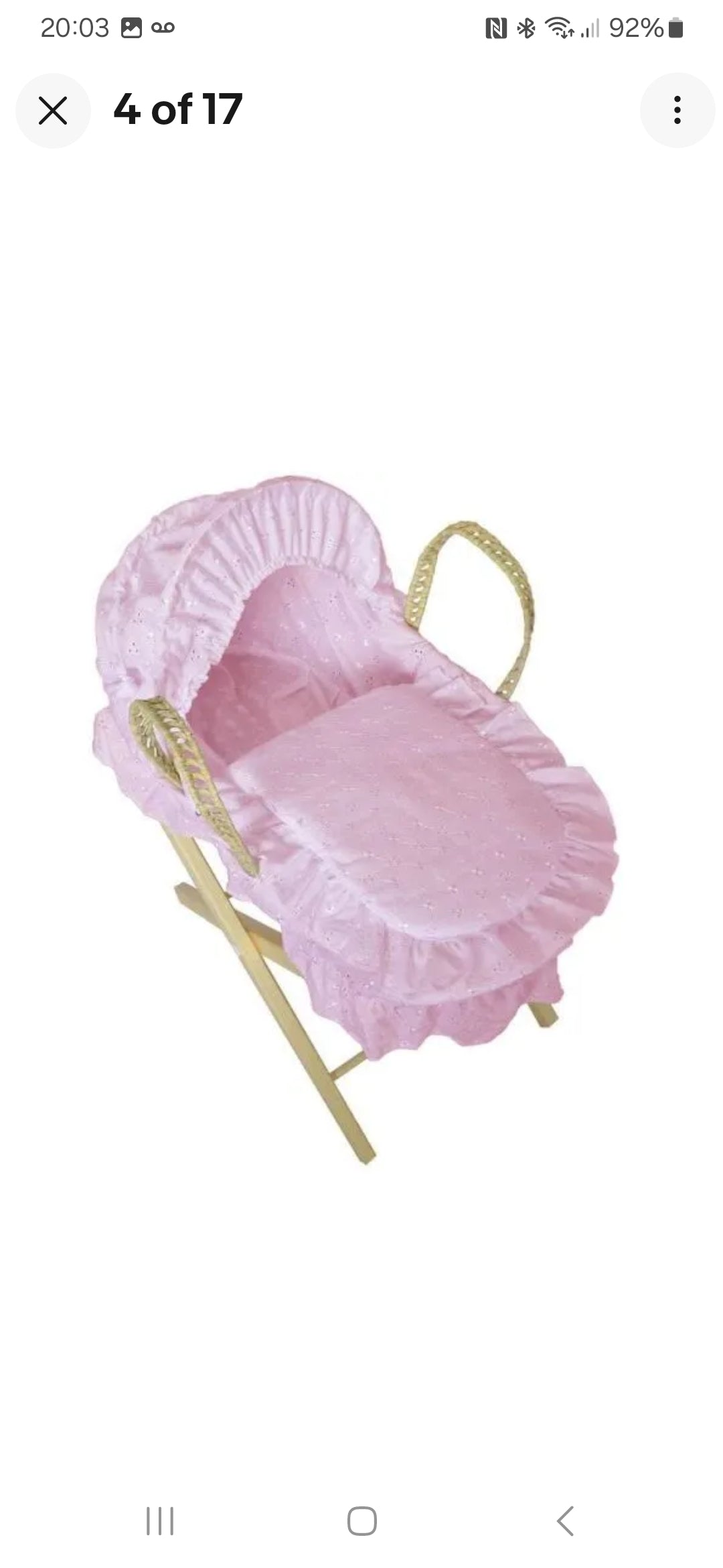 Dolls moses basket and stand set