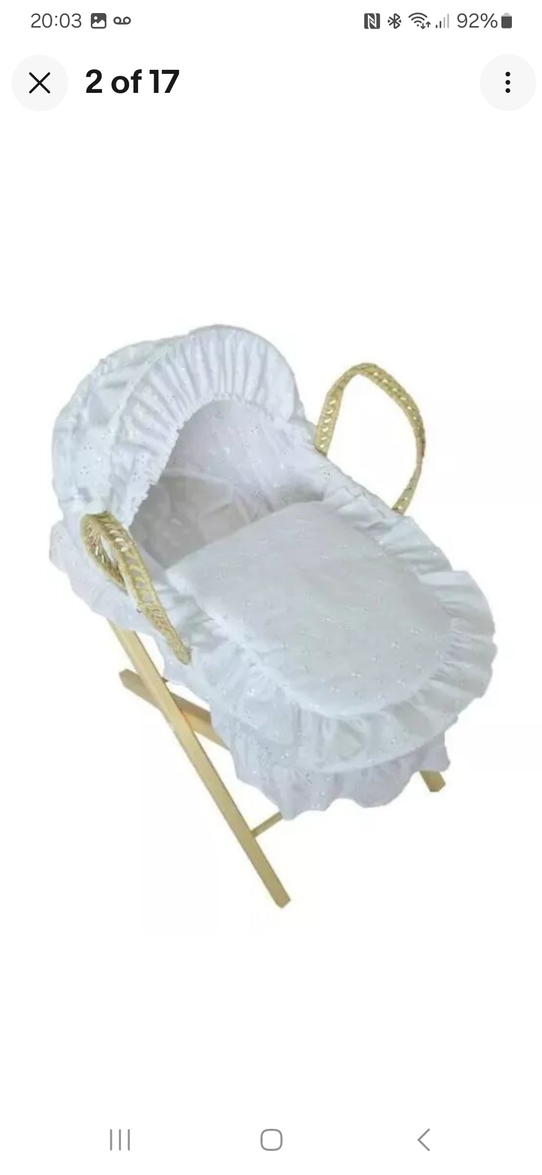 Dolls moses basket and stand set