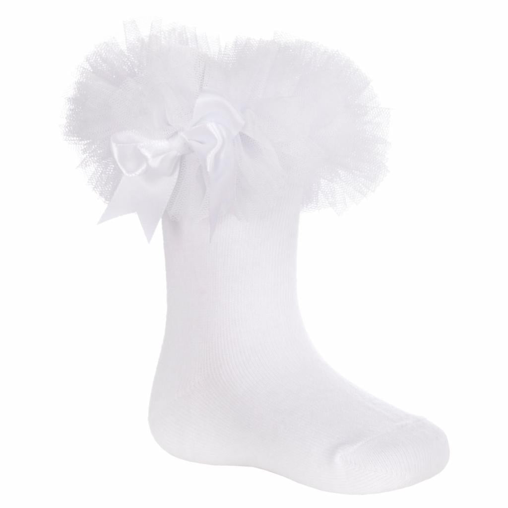 Baby girls tu tu socks with bow various colours to choose from sizes newborn to infrant
