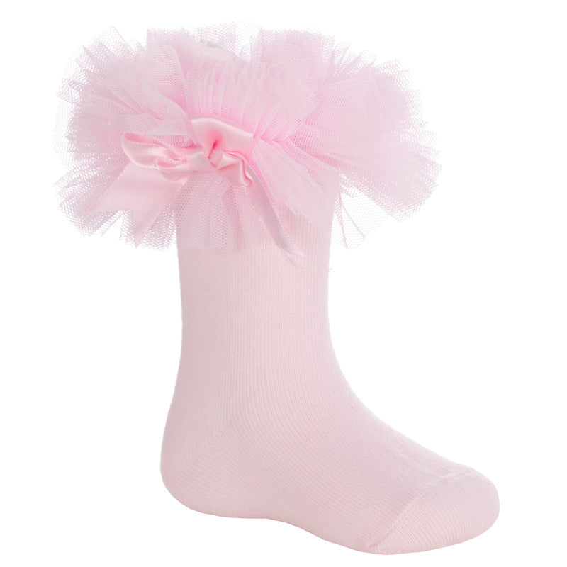 Baby girls tu tu socks with bow various colours to choose from sizes newborn to infrant