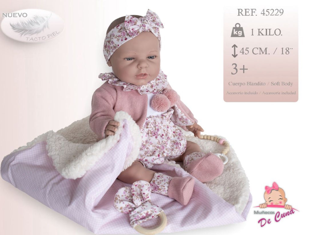 Spanish reborn doll comes with luxury pillow and dummy