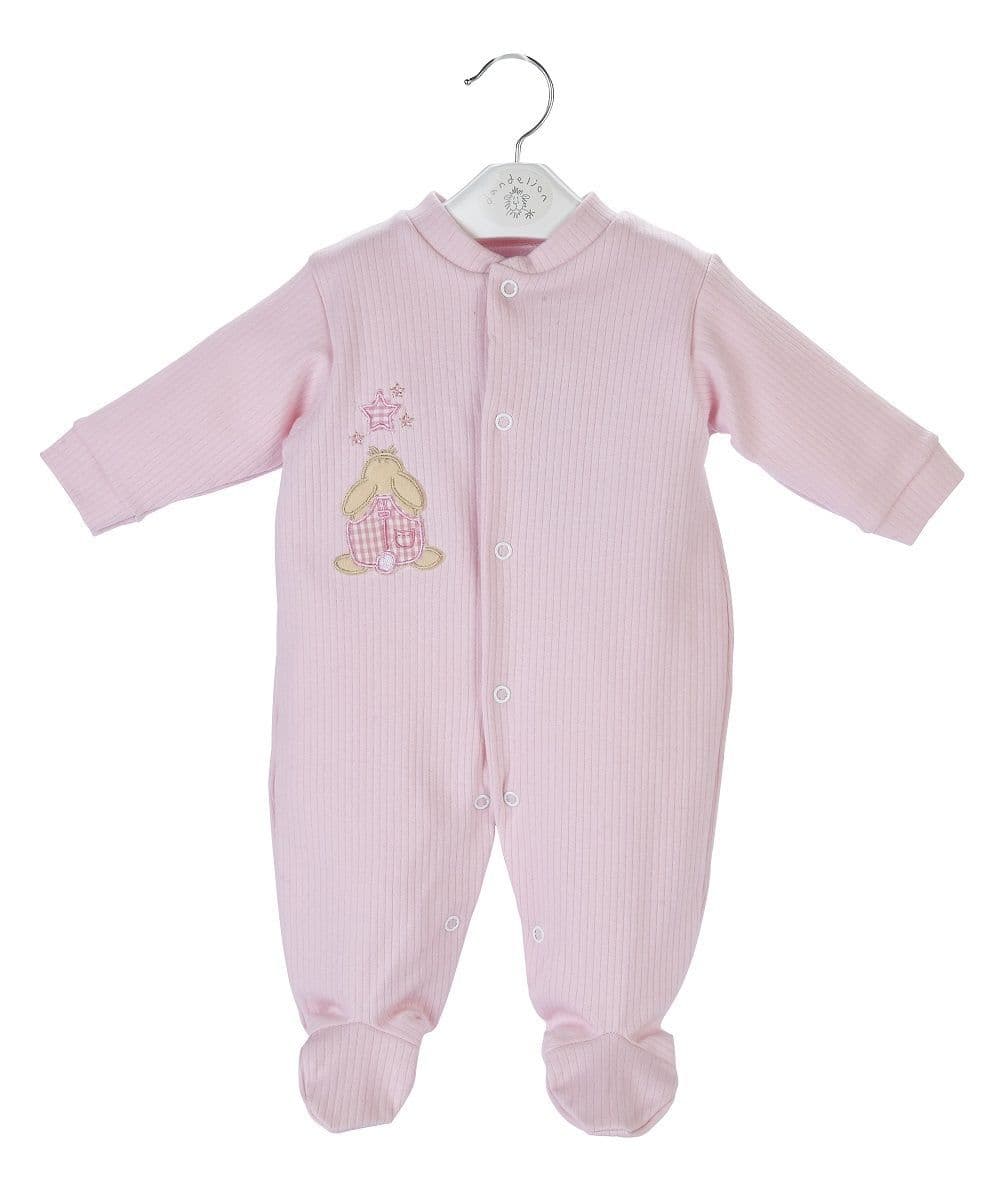 Dandelion cotton sleepsuit with rabbit aplique
