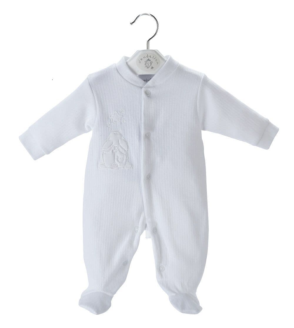 Dandelion unisex cotton sleepsuit ribbed with cute bunny rabbit aplique
