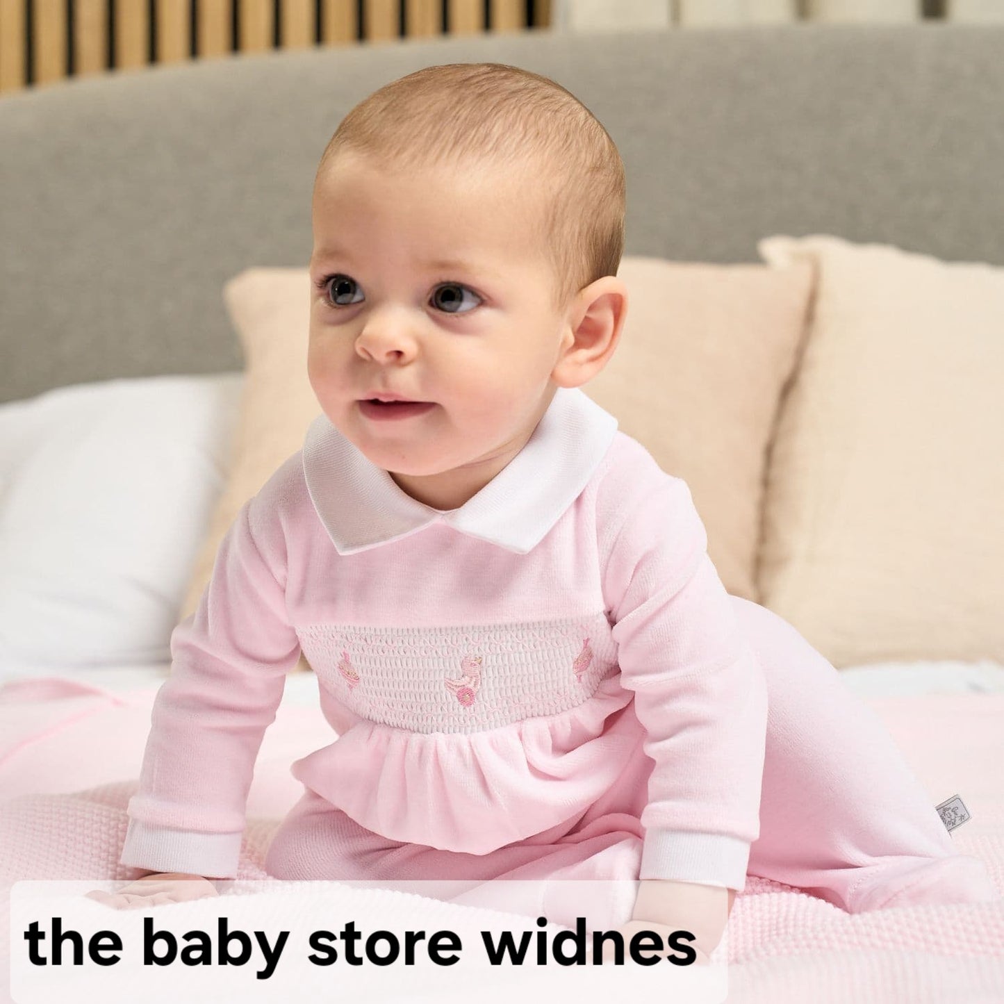 Dandelion spinning top smocked velour sleepsuit