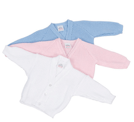 Dandelion babys knitted cardigans sizes from premature to 3 months various colours to choose from
