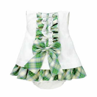 Girls pretty 2 piece wee me waffle dress with bow and knickers