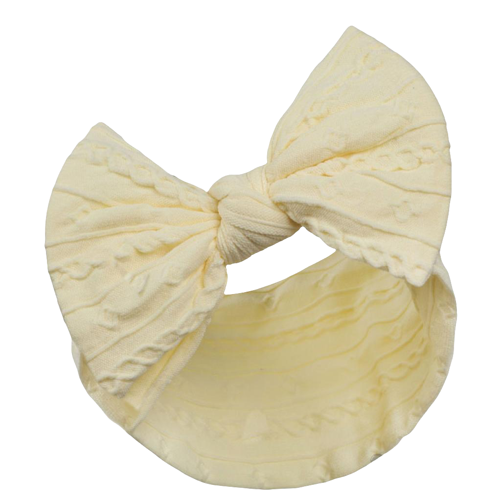 Baby girls cable design headbands with large bow comes in various colours