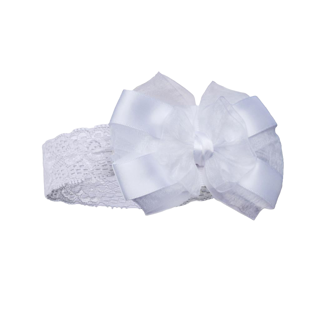 Baby girls stretch lace headband with bow comes in various colours