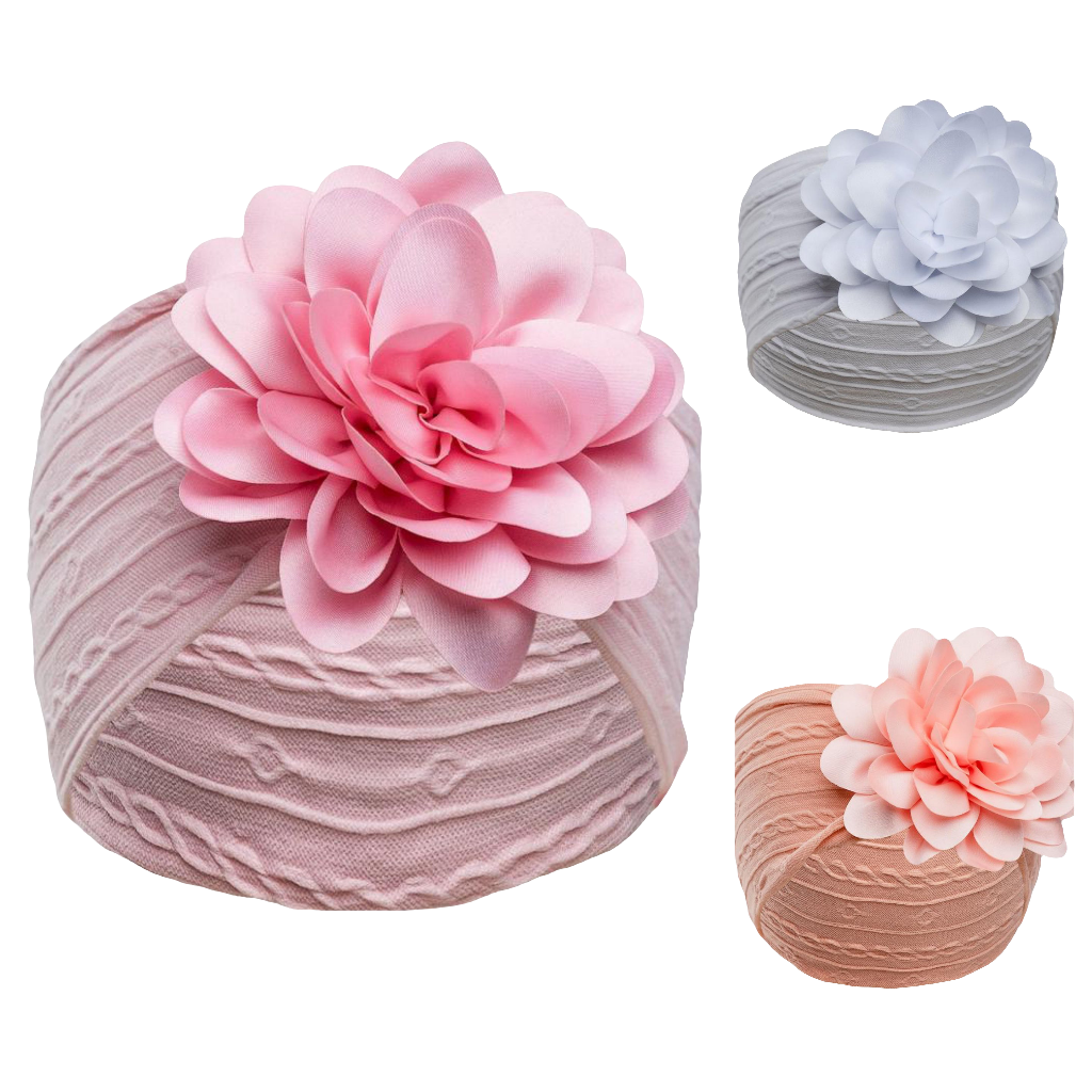 Baby girls stretch headband with large 3d flower comes in various colours