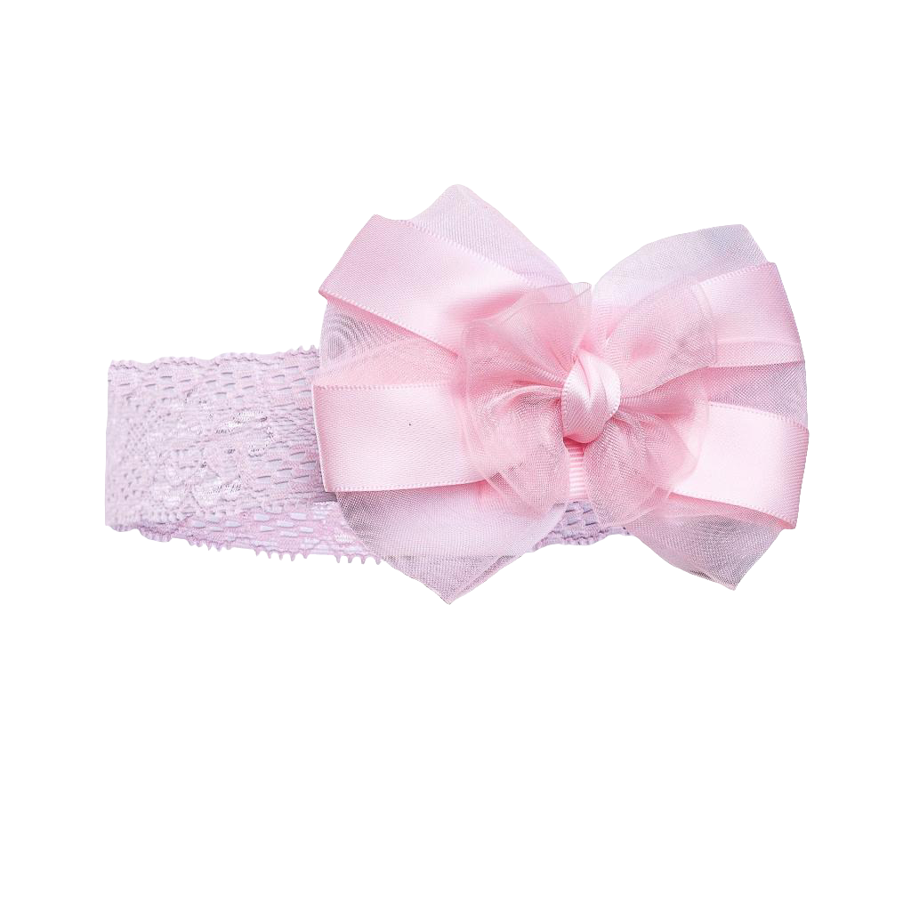 Baby girls stretch lace headband with bow comes in various colours