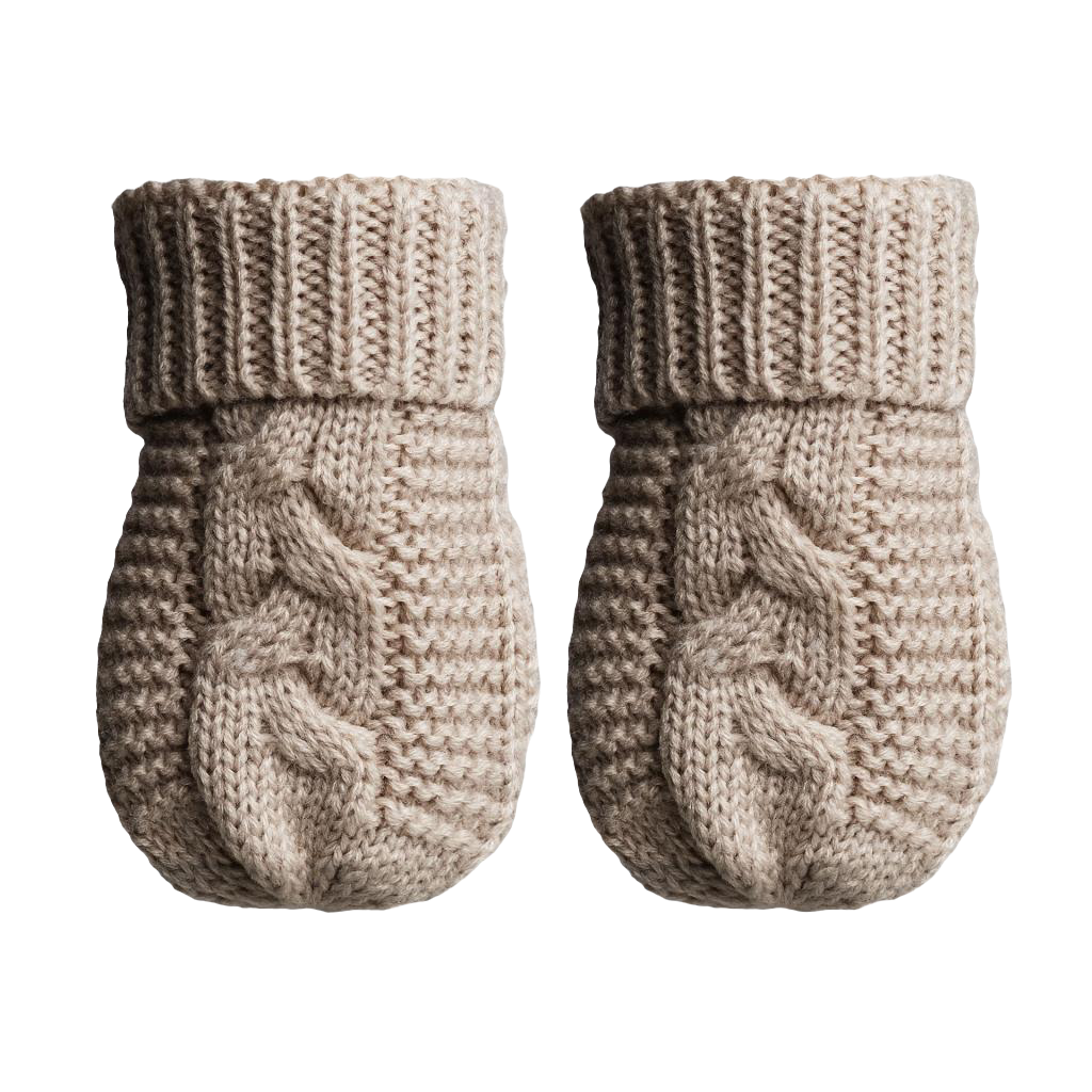 Knitted cable pattern mitts
