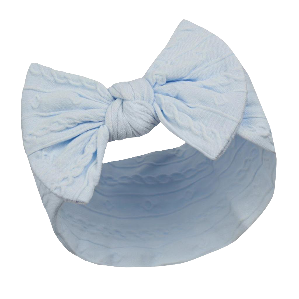 Baby girls cable design headbands with large bow comes in various colours