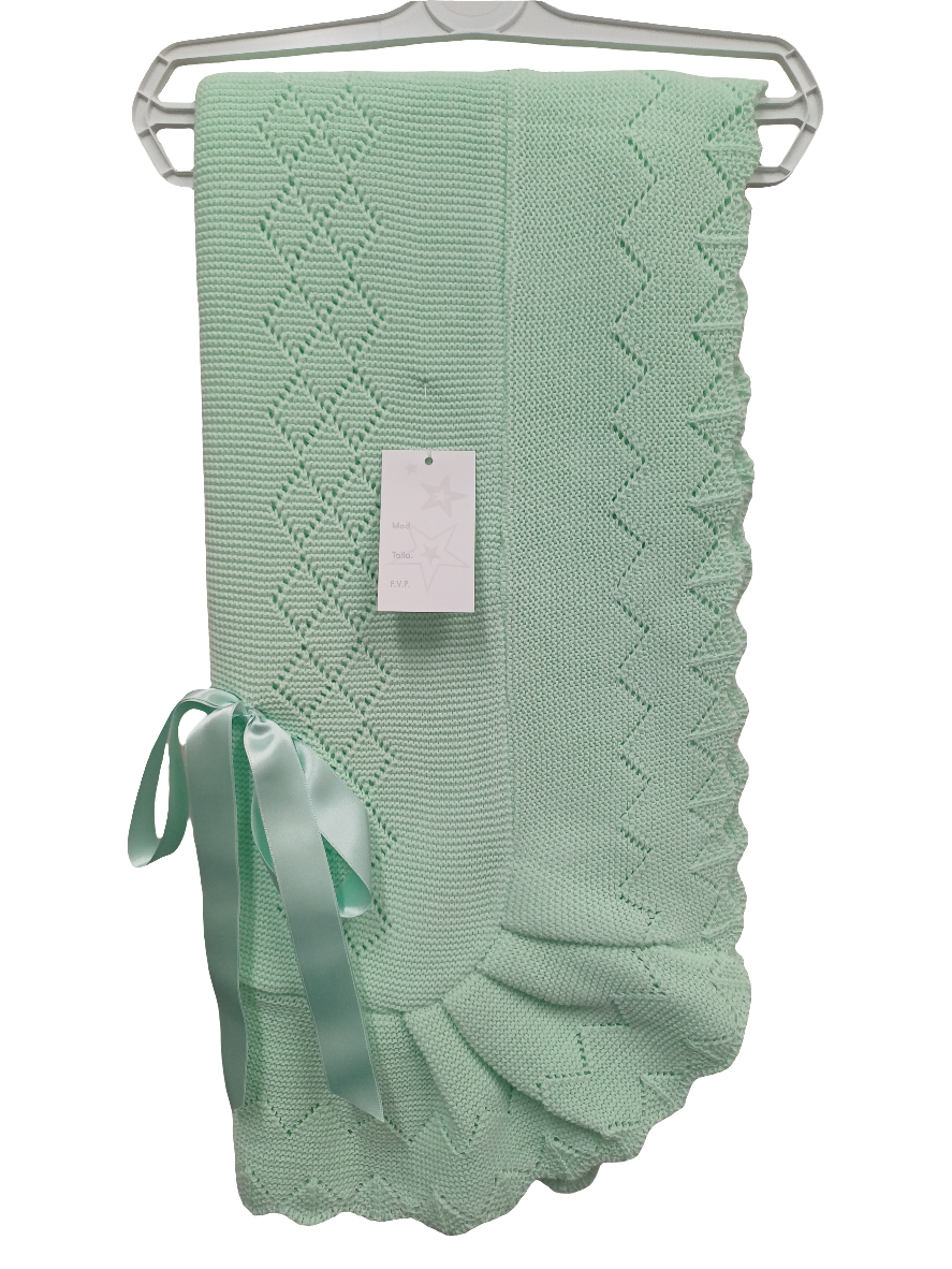 Spanish knitted ribbon bow blanket shawl comes in various colours. 42x 42 inches