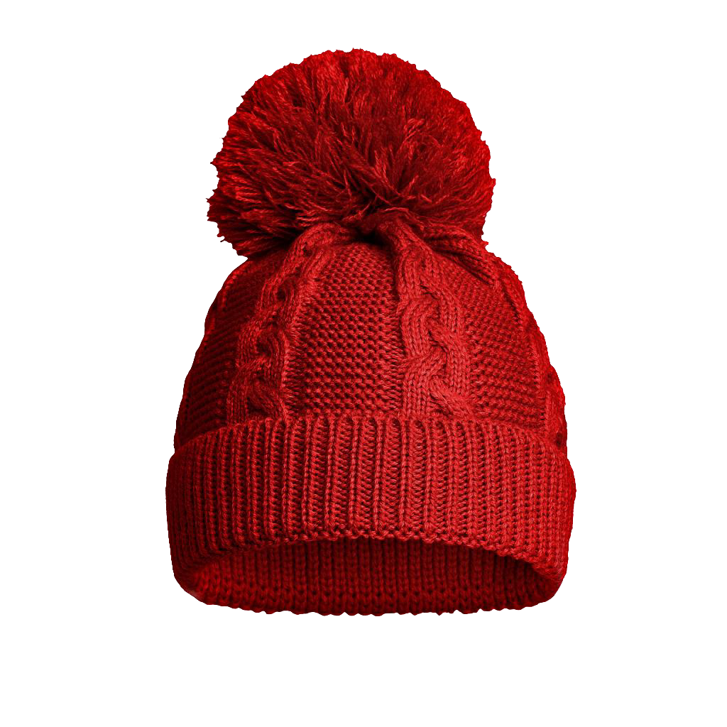Knitted cable pattern hats with pom pom