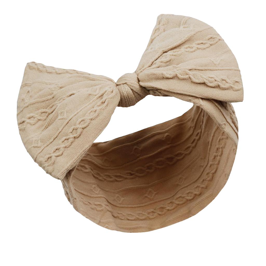 Baby girls cable design headbands with large bow comes in various colours