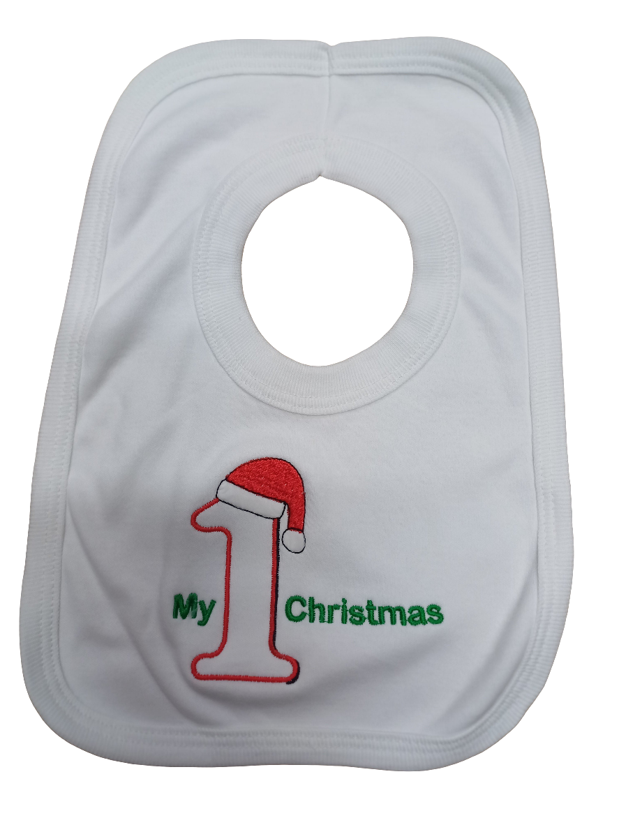 Christmas bibs embroidered with merry Christmas or my first Christmas