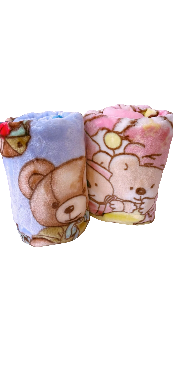 Baby Boys or girls mink blanket / wrap teddy bear design lovely and soft size 80 cm x 110 cm
