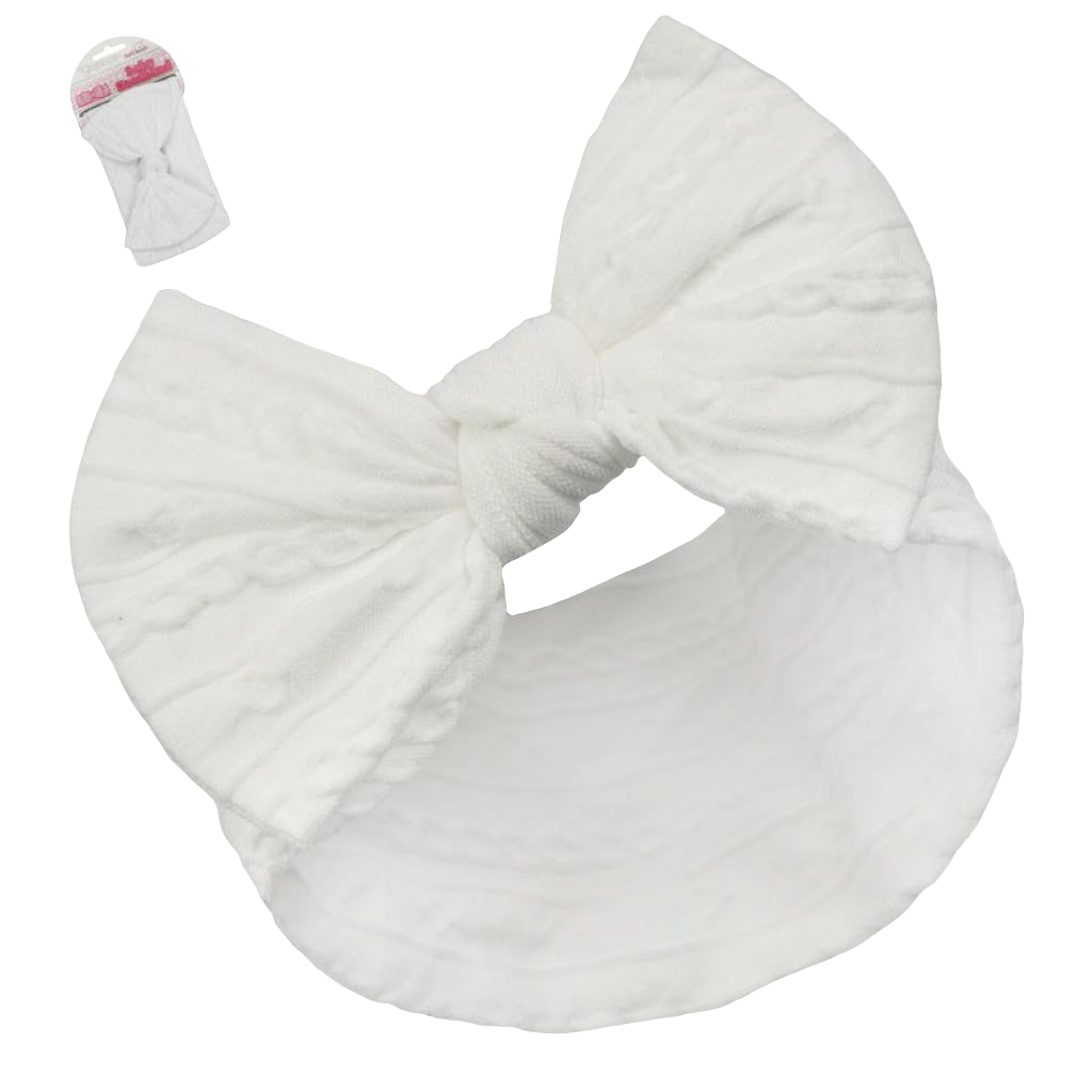 Baby girls cable design headbands with large bow comes in various colours