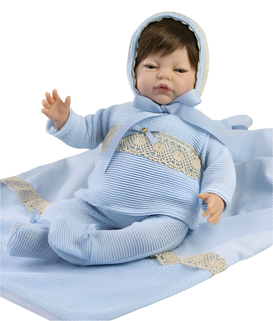 Spanish reborn doll comes with a luxury sleeping bag and dummy