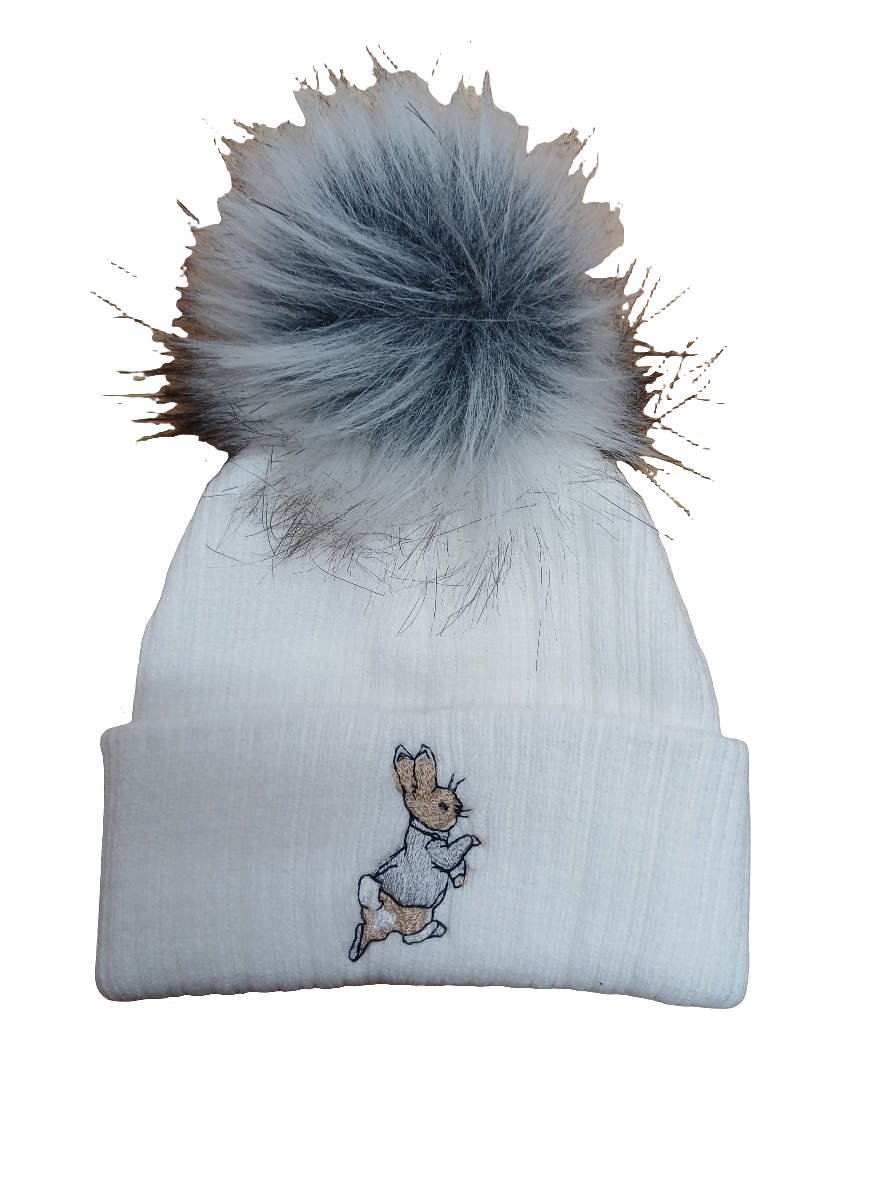 Baby Boys and girls peter rabbit single pom hats 0 - 6 years