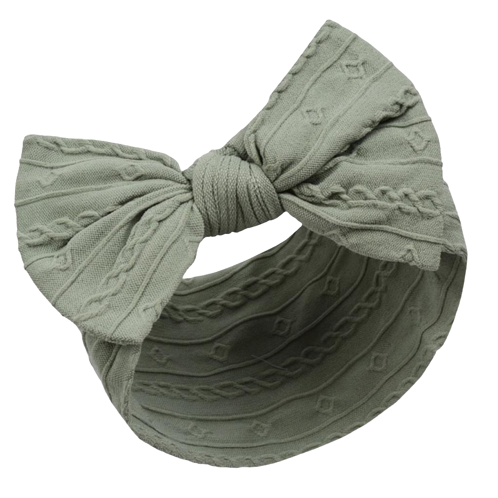 Baby girls cable design headbands with large bow comes in various colours