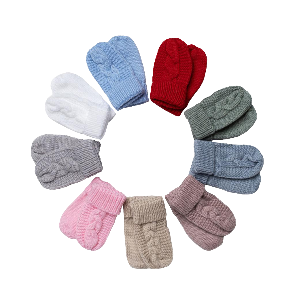 Knitted cable pattern mitts