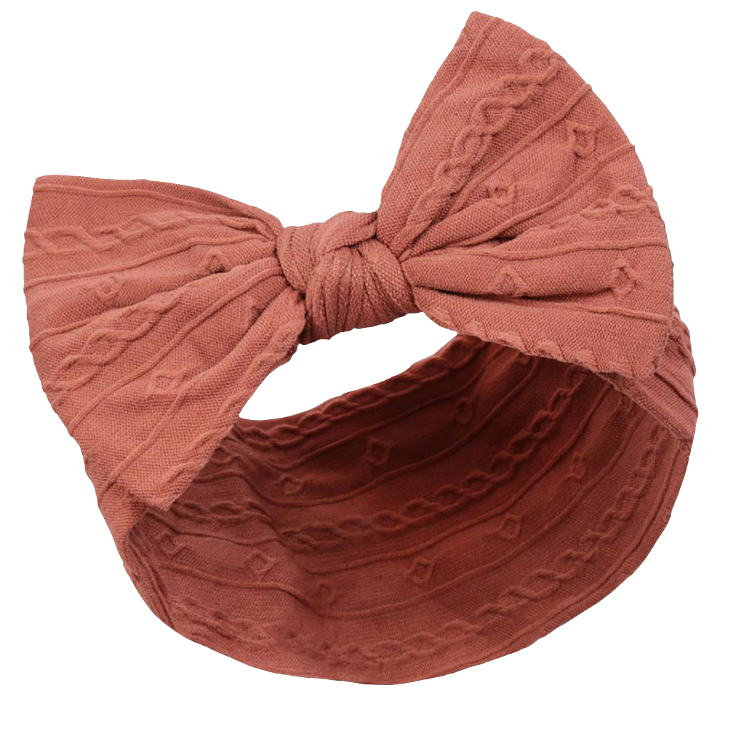 Baby girls cable design headbands with large bow comes in various colours