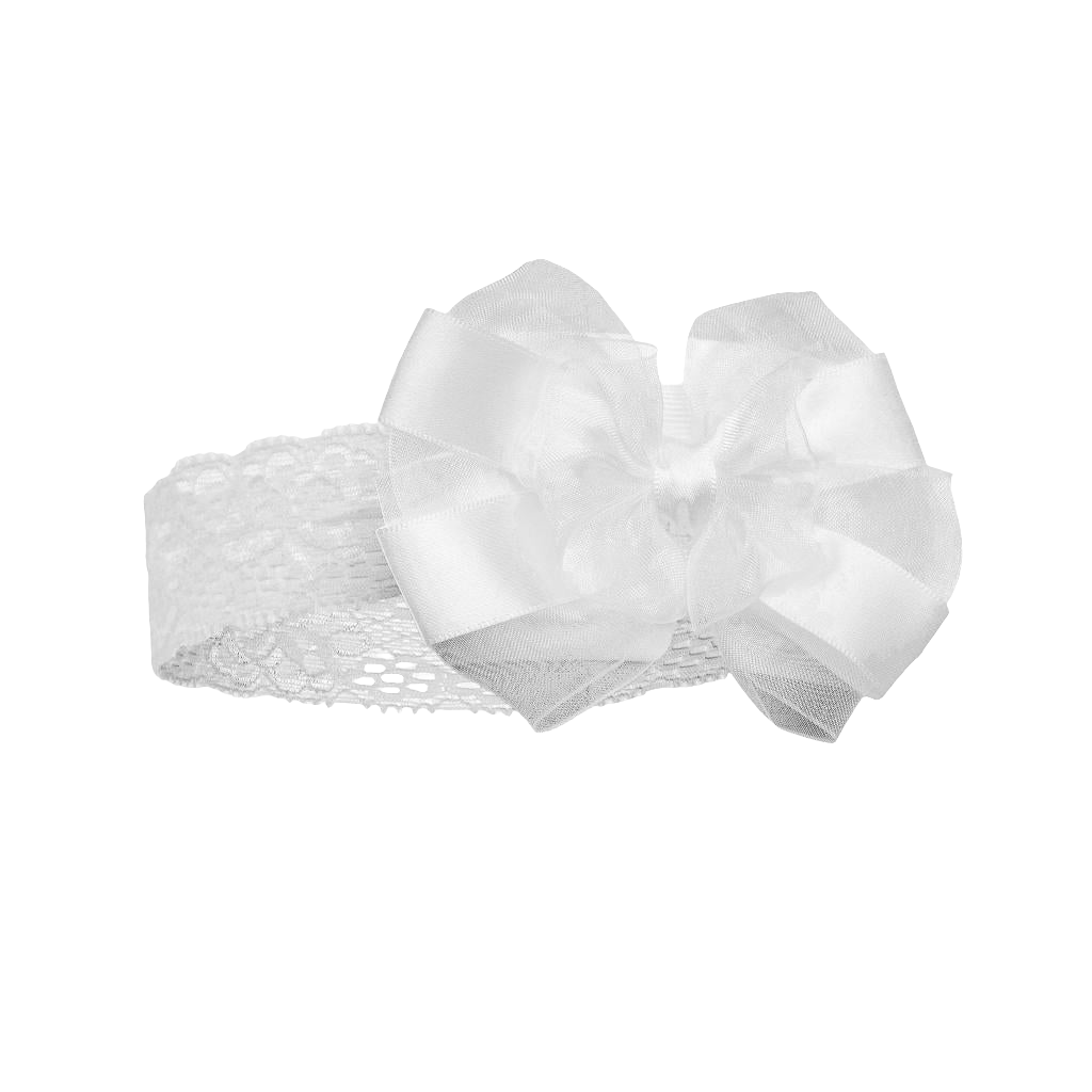 Baby girls stretch lace headband with bow comes in various colours