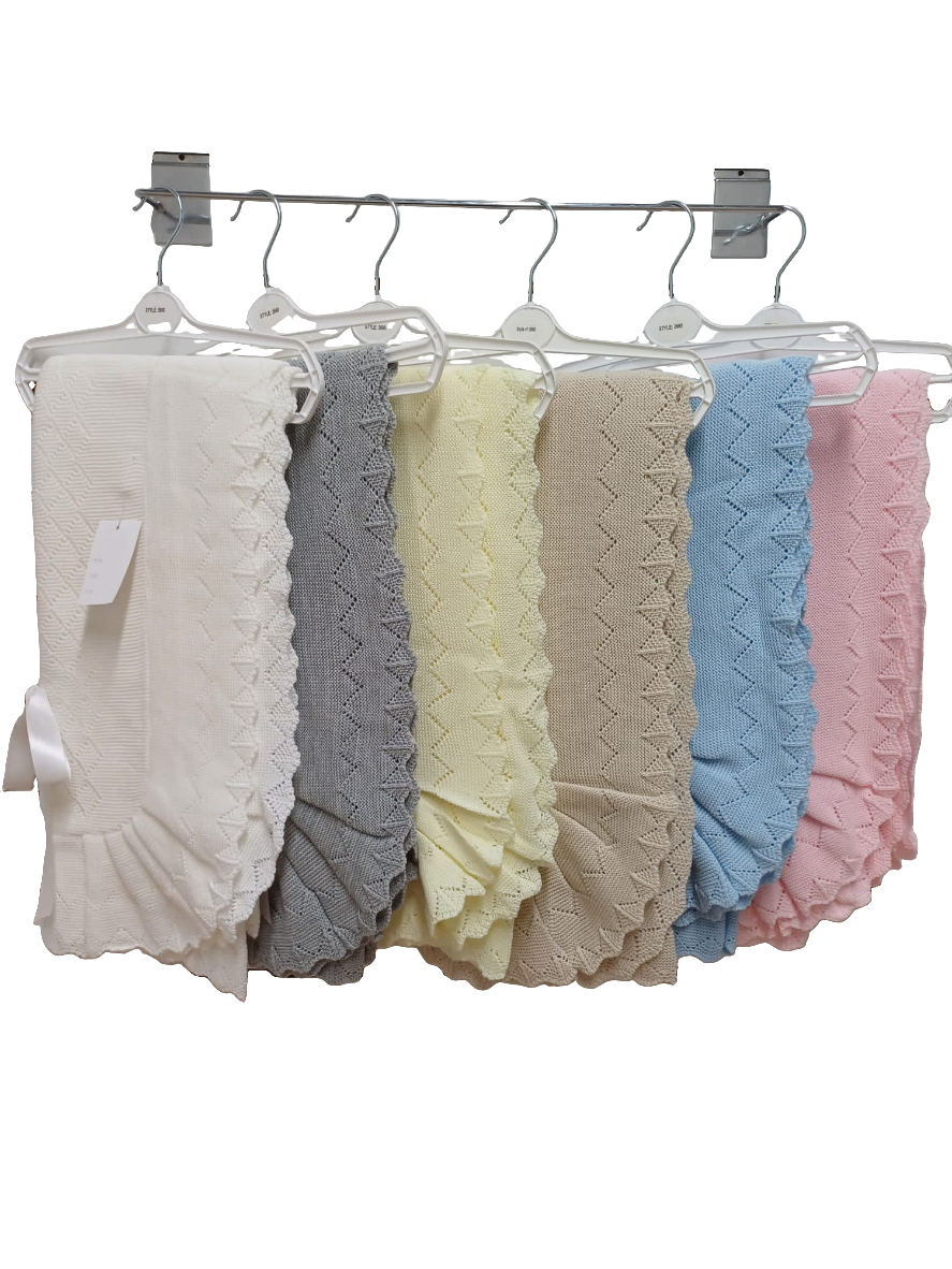 Spanish knitted ribbon bow blanket shawl comes in various colours. 42x 42 inches