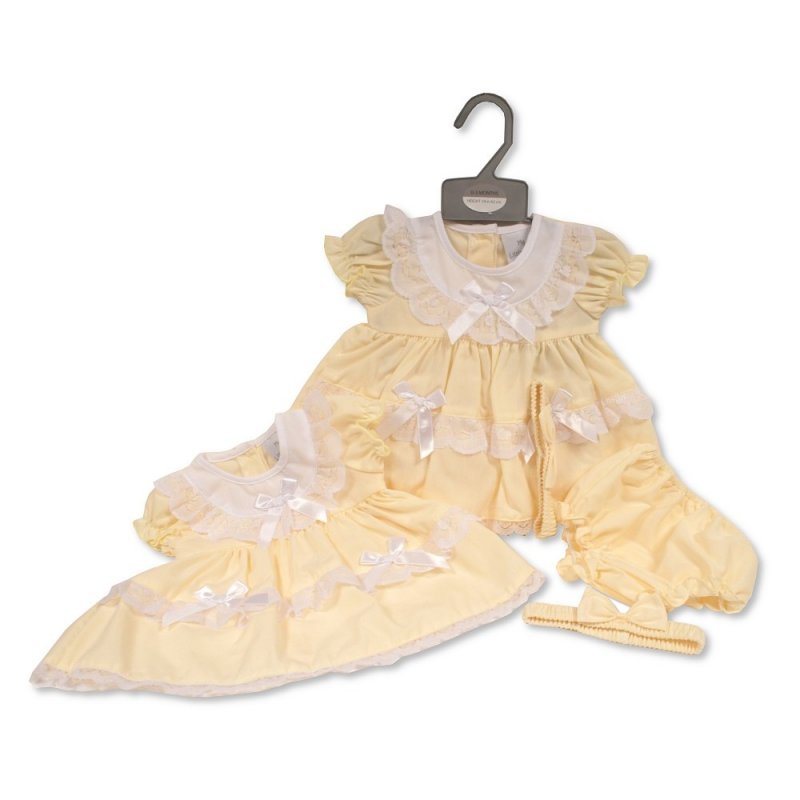 Baby girls 3 piece set with dress knickers and headband