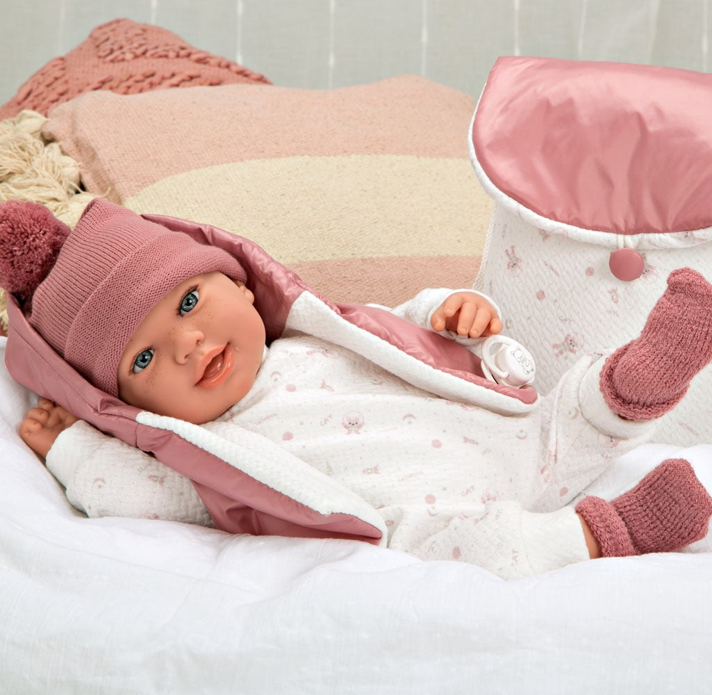 Spanish reborn doll comes with backpack and dummy