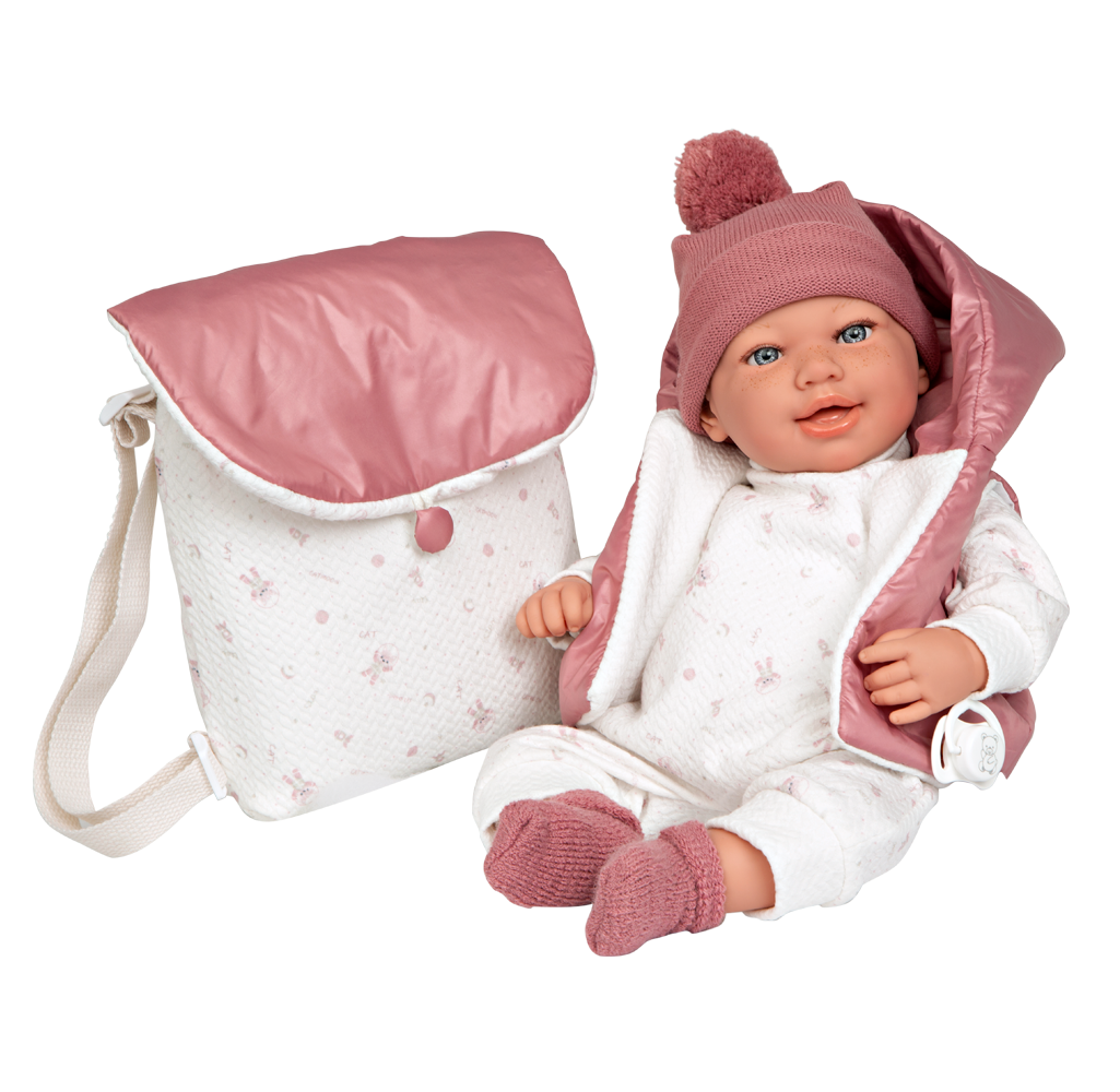 Spanish reborn doll comes with backpack and dummy