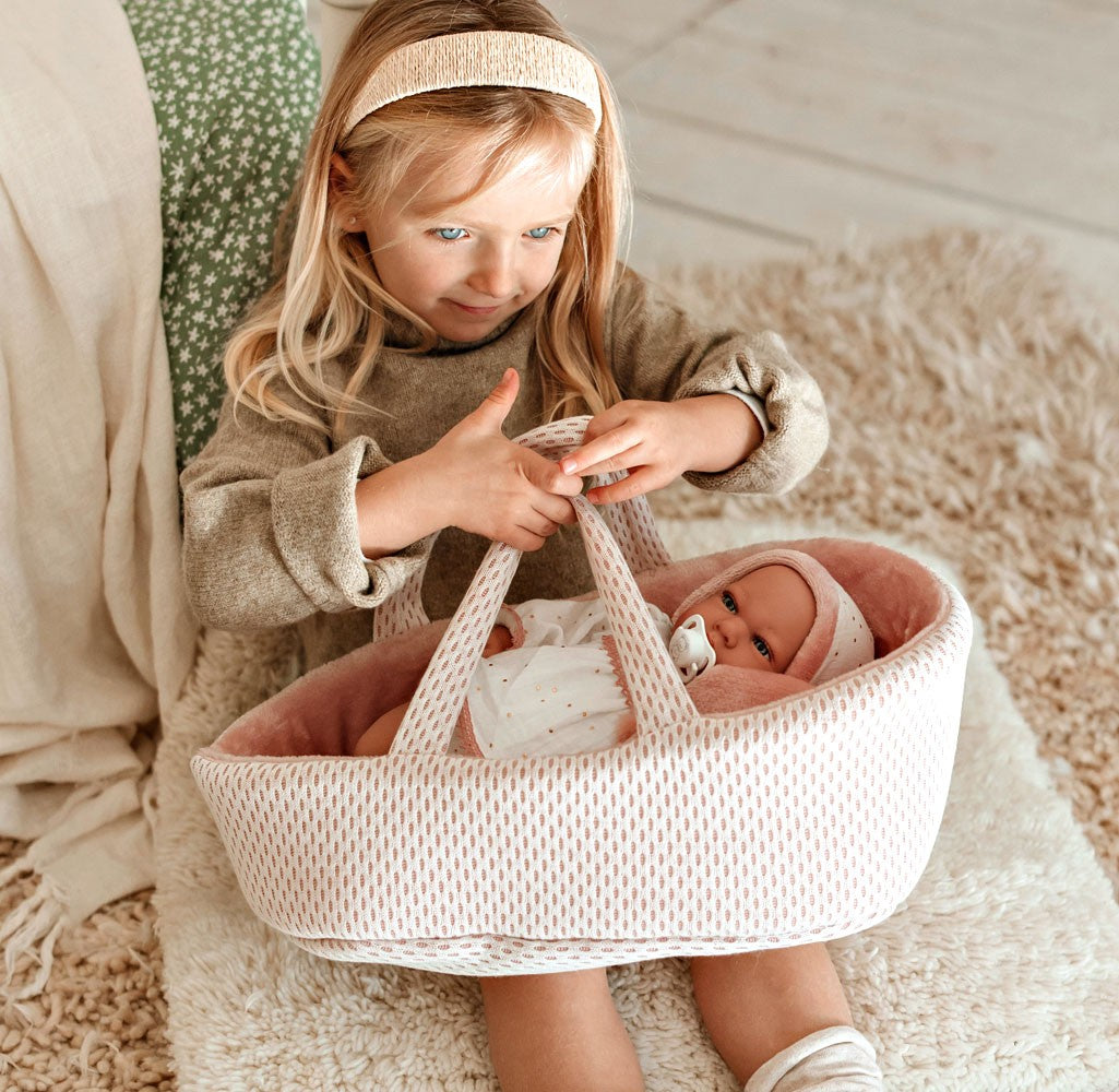 Spanish newborn crying doll comes with carrycot and dummy