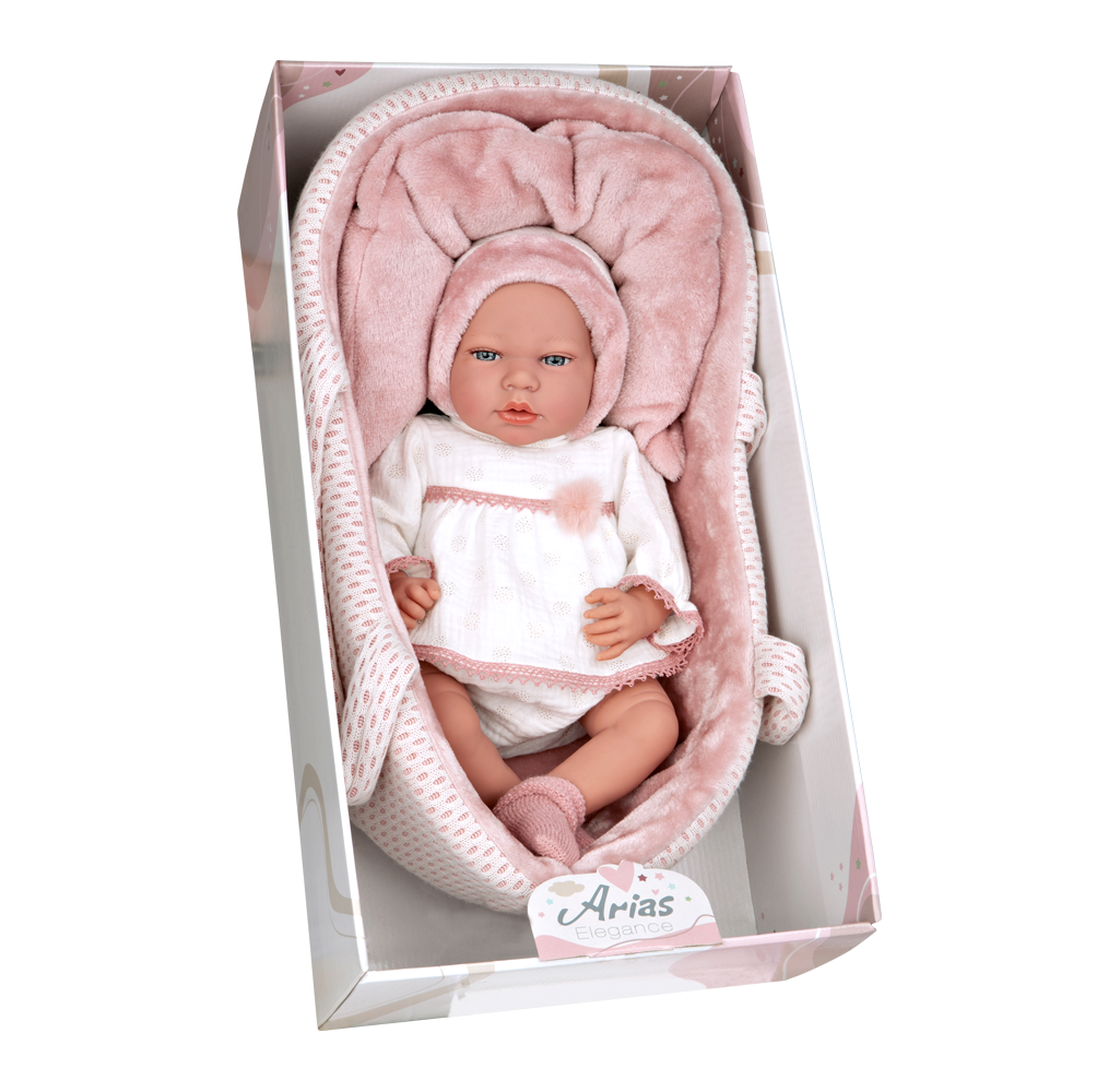 Spanish newborn crying doll comes with carrycot and dummy