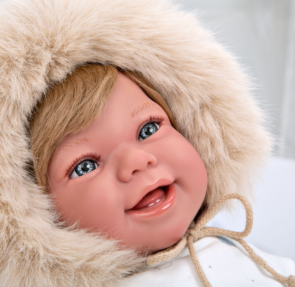 Spanish weighted newborn doll comes in a hooded jumper trousers and mittens also comes with dummy