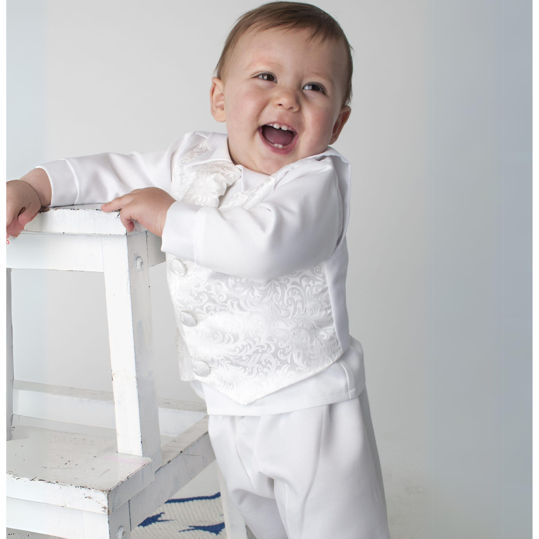Boys 4 piece christening suit colour white
