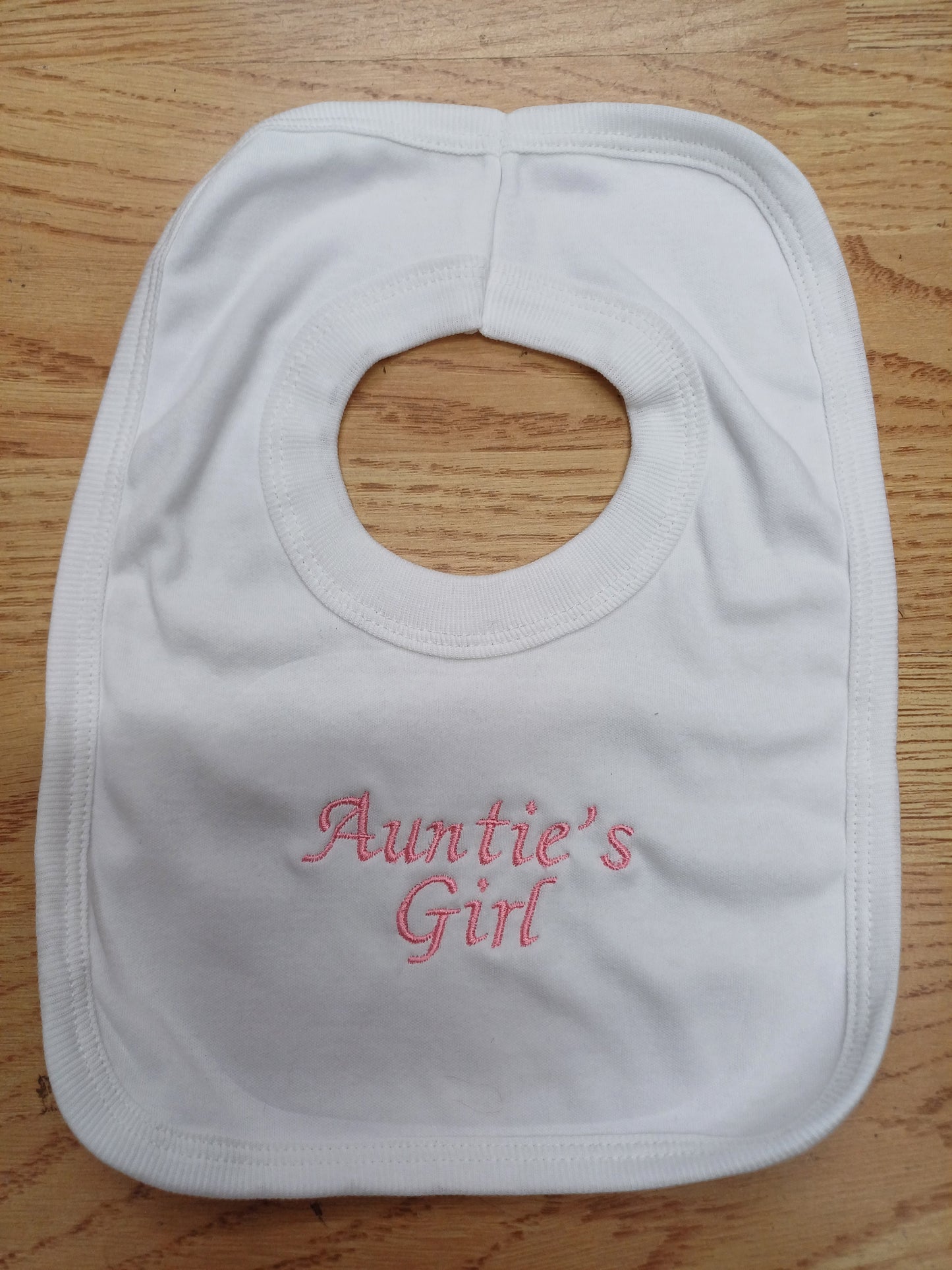 Baby Boys or girls embroidered bibs with aunties girl or boy 100 % cotton