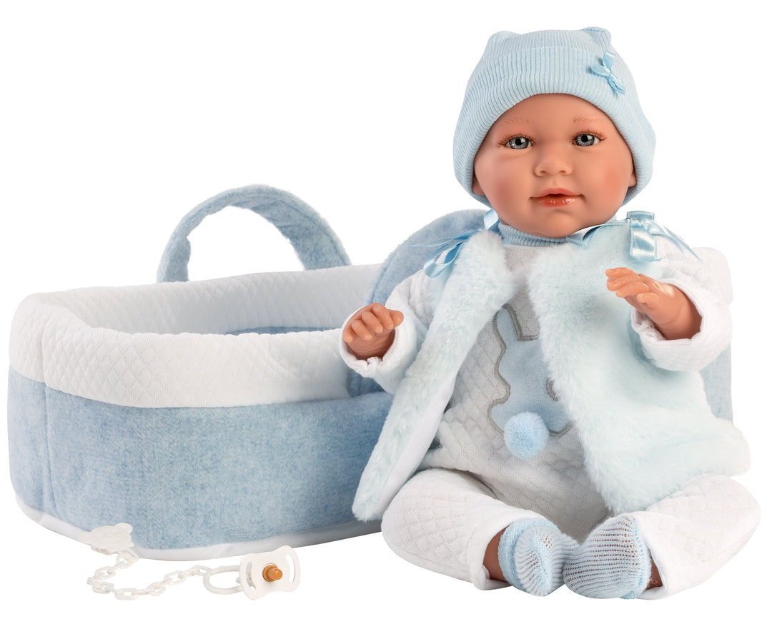 Spanish newborn crying doll comes with baby carrier and dummy