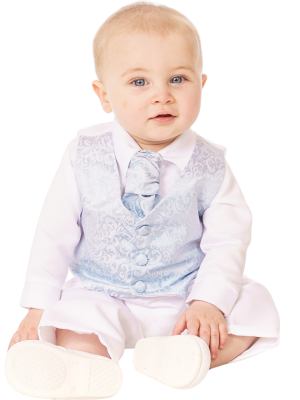 Boys 4 piece christening suit colour blue / white