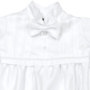 Boys braid tuxedo style christening romper with hat colour white