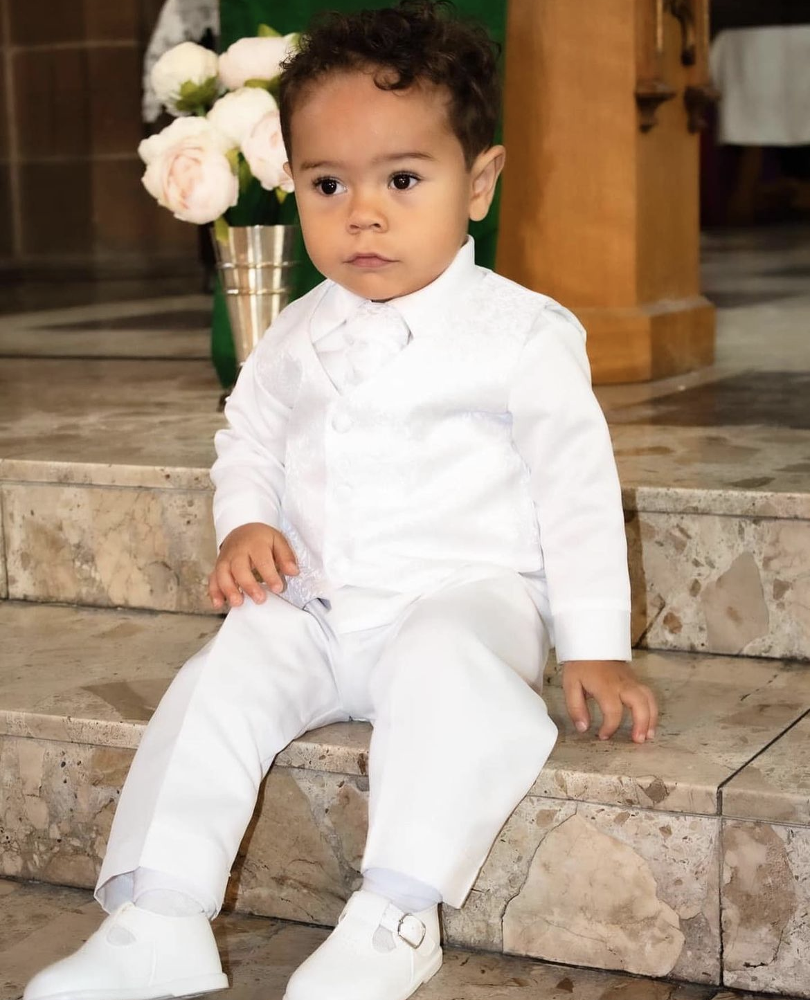 Boys 4 piece christening suit colour white