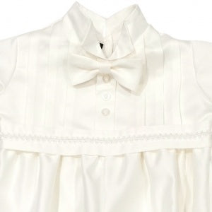 Boys braid tuxedo style christening romper with hat colour ivory