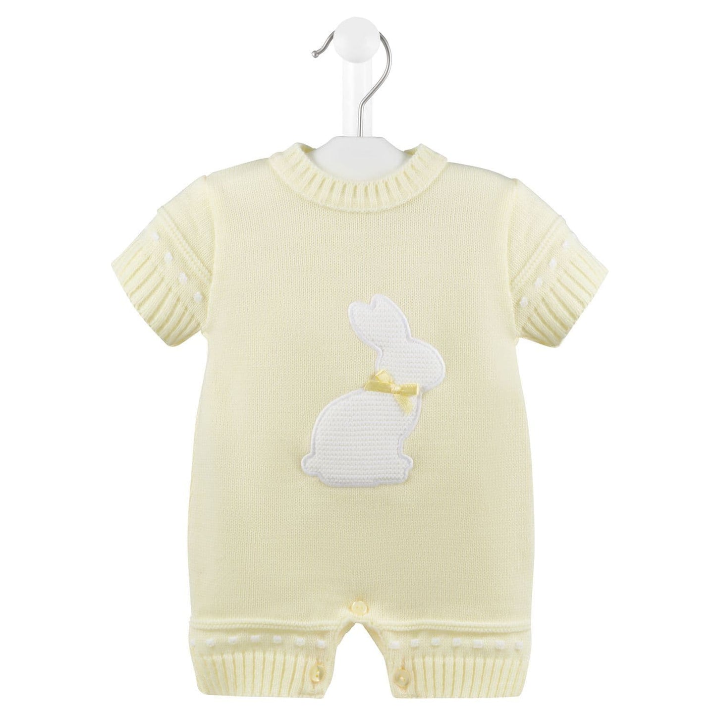 Dandelion baby Boys or girls knitted romper with rabbit design embroidery