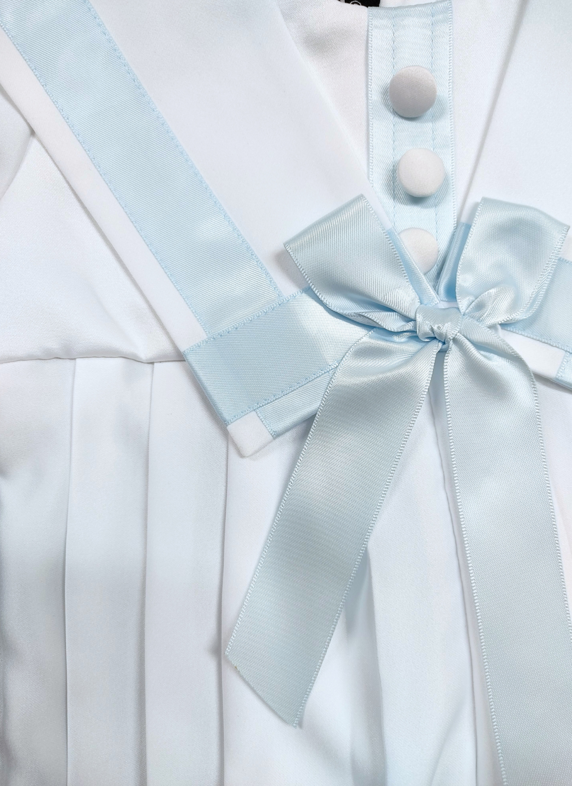 Boys sailor pleated style christening romper with hat colour white / blue