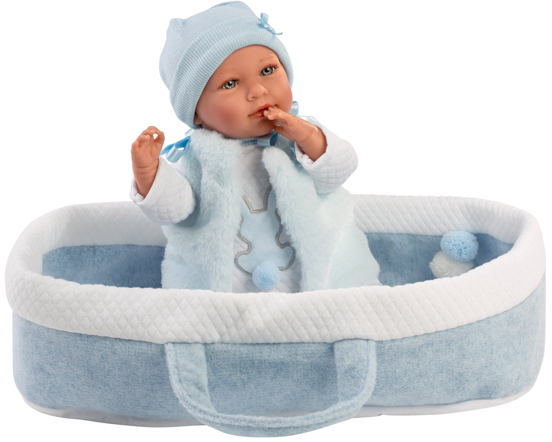 Spanish newborn crying doll comes with baby carrier and dummy