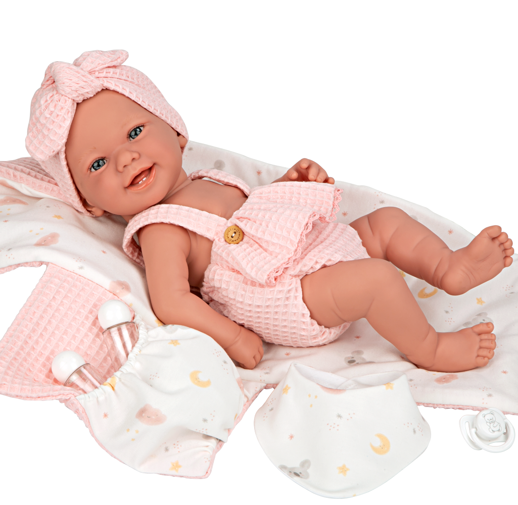 Spanish newborn doll comes with changing mat and bib also a dummy